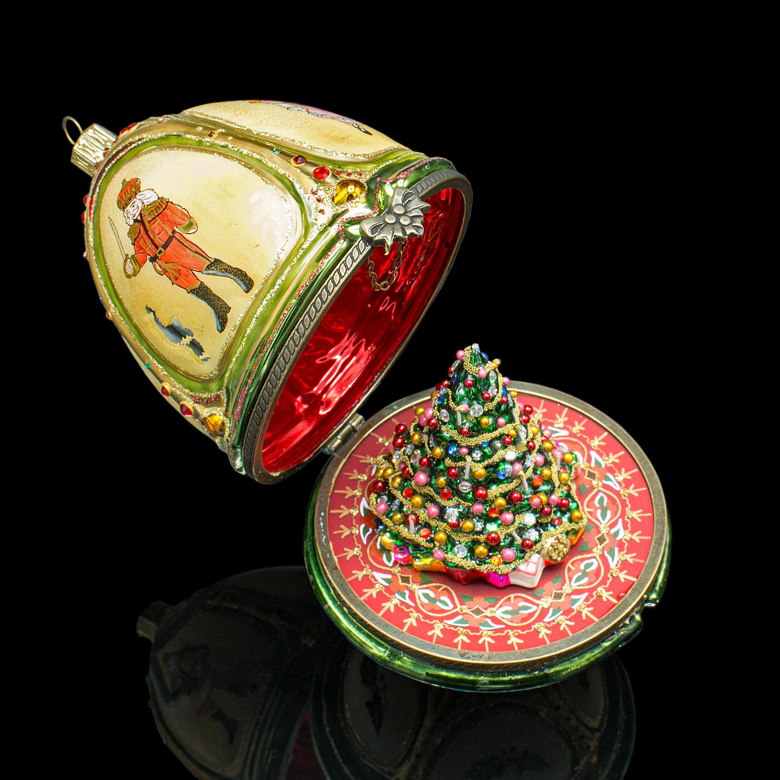 Vintage Egg Shape Christmas Bauble, Continental, Decorative Tree Ornament, 1970 For Sale 2