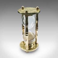 Vintage Egg Timer, English, Brass, Glass, 3 Minute Sand Countdown, Mid-Century