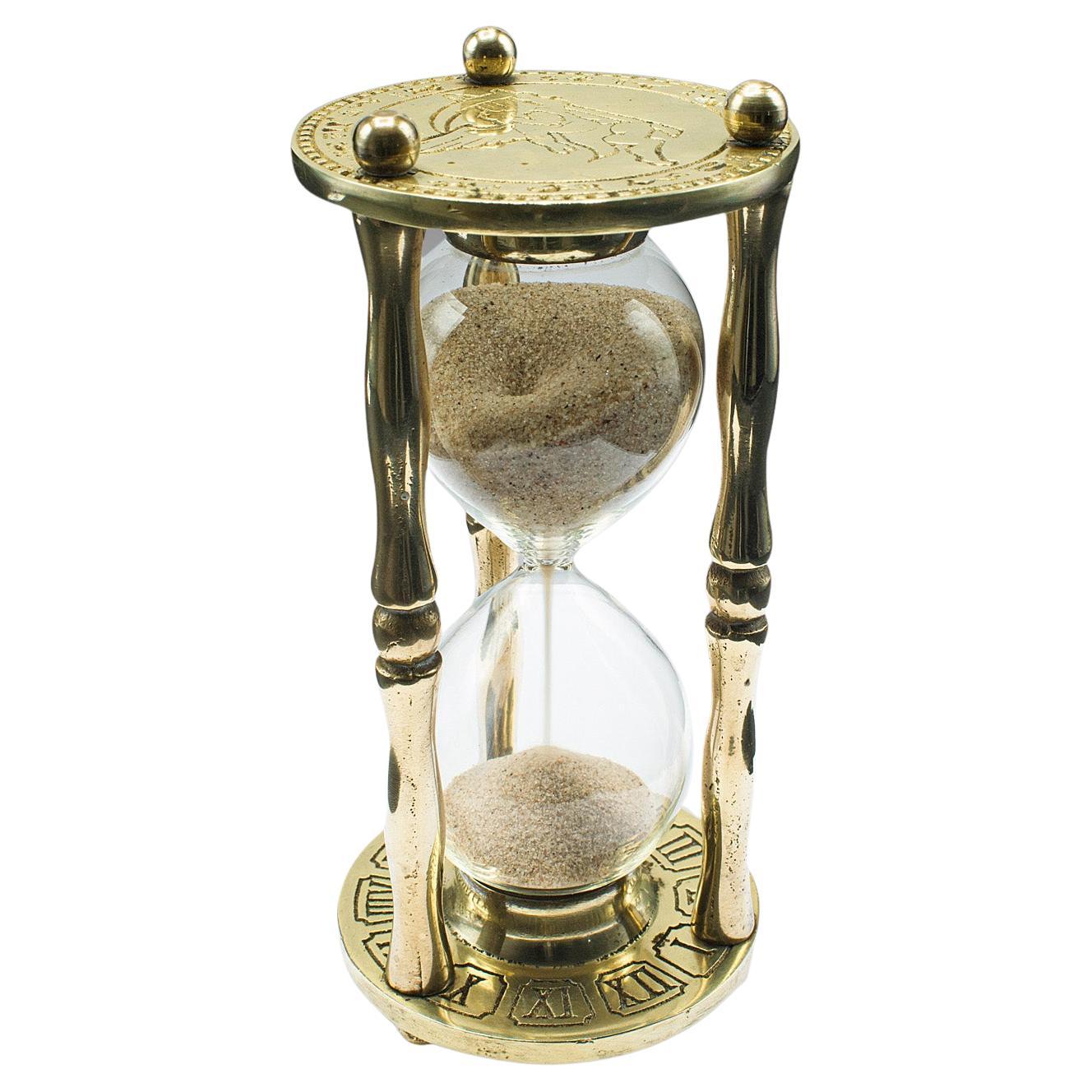 Vintage Egg Timer English Brass Glass 3 Minute Sand Countdown