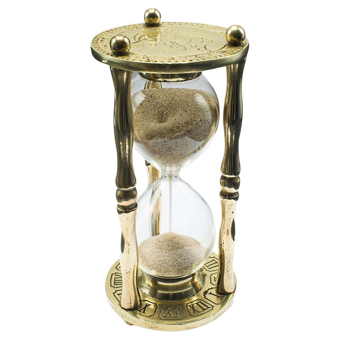 Vintage Egg Timer, English, Brass, Glass, 3 Minute Sand Countdown, Mid ...