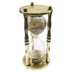 Vintage Egg Timer, English, Brass, Glass, 3 Minute Sand Countdown, Mid-Century