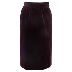 Vintage Eggplant Saint Laurent Velvet Pencil Skirt Size FR 38