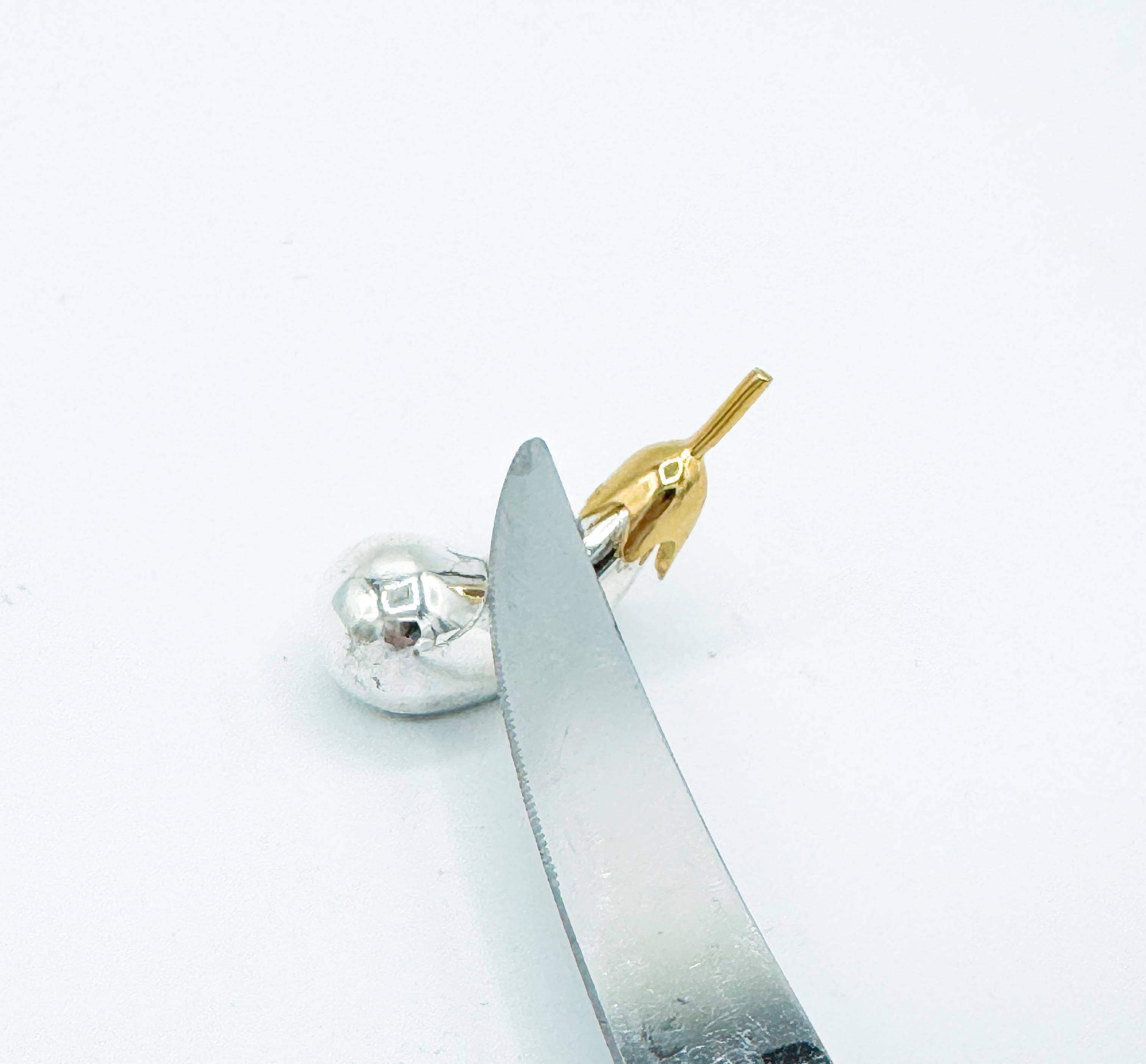Vintage Novelty Eggplant Silver and Gold Knife Rests Set of 6 Chino en venta
