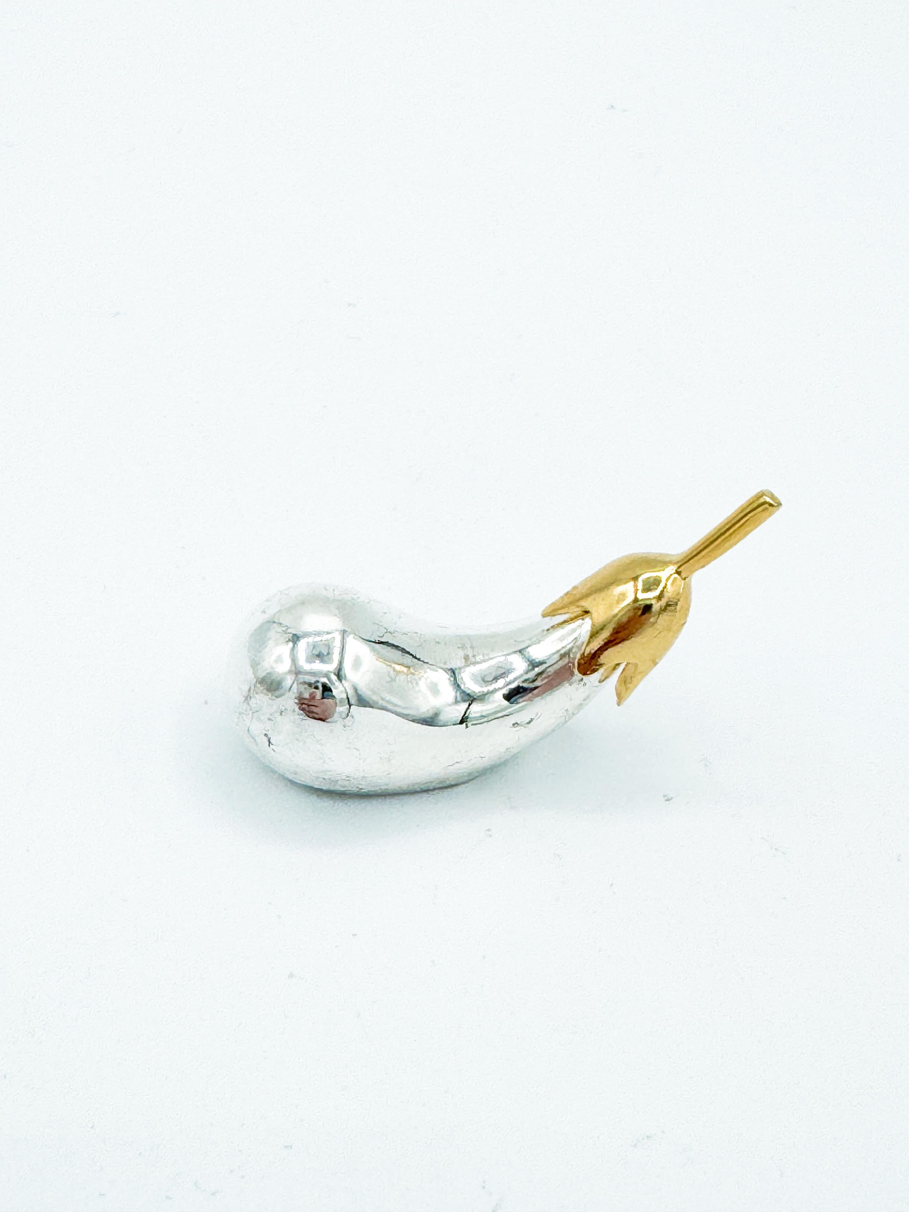 Vintage Novelty Eggplant Silver and Gold Knife Rests Set of 6 en Bueno estado para la venta en Toronto, CA