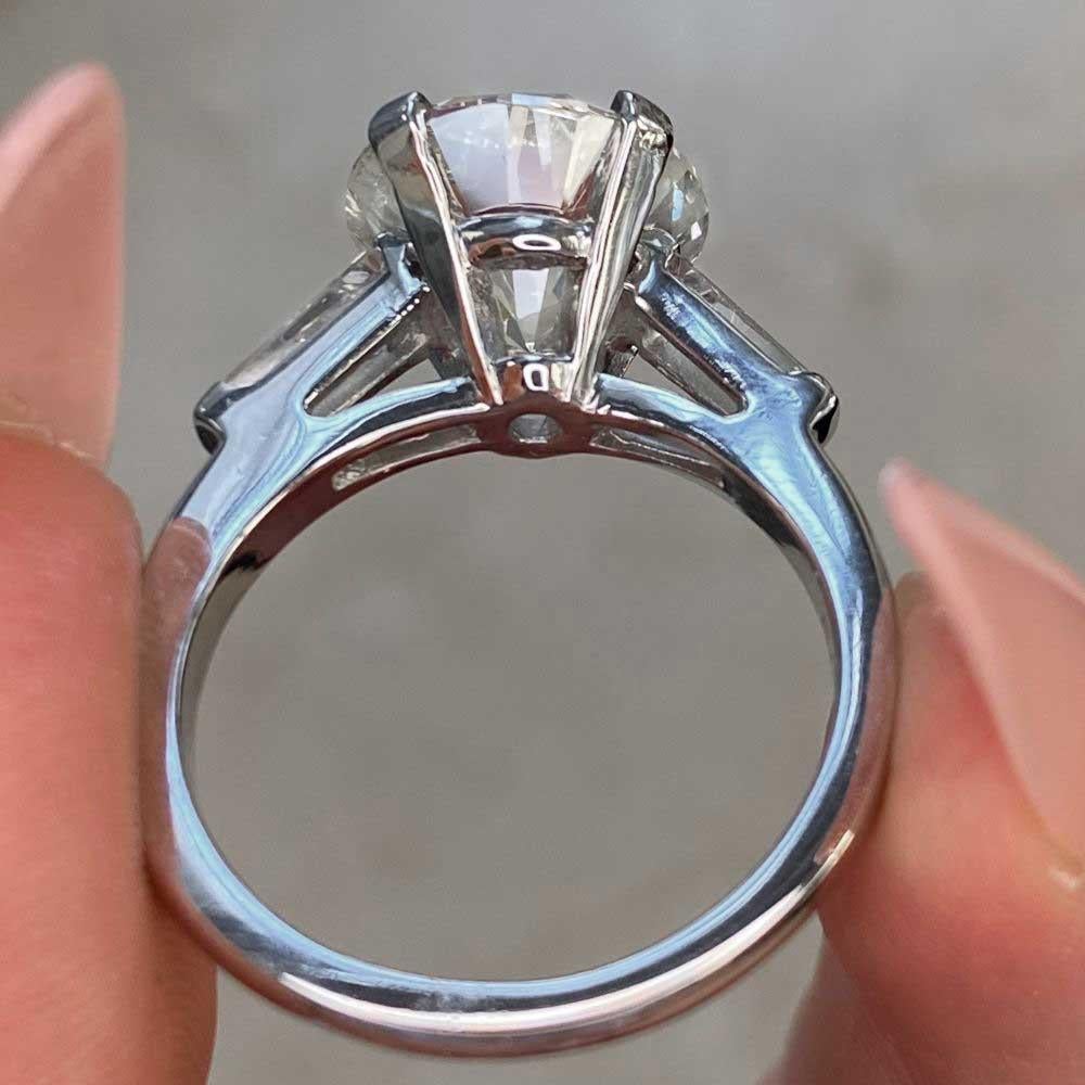 Vintage EGL 5.09ct Round Brilliant Cut Diamond Engagement Ring, Platinum For Sale 5