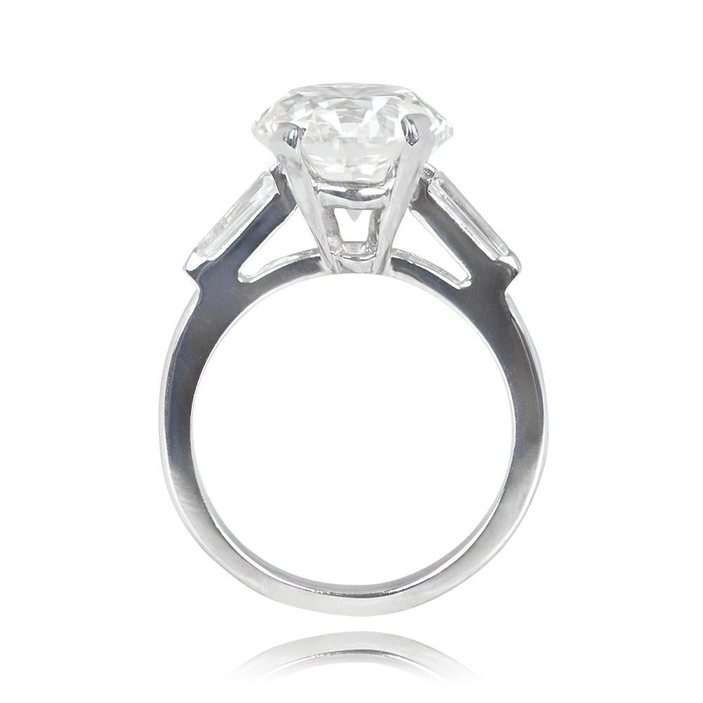 Retro Vintage EGL 5.09ct Round Brilliant Cut Diamond Engagement Ring, Platinum For Sale