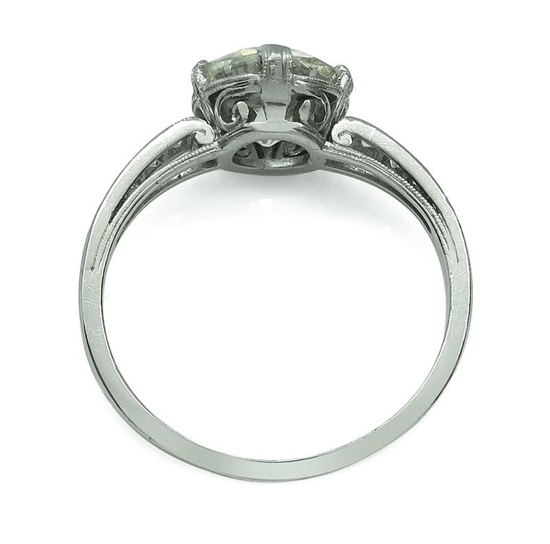 Edwardian Vintage EGL Certified 2.54ct Diamond Engagement Ring
