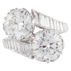 Vintage EGL Certified 4ct Round Diamond Bypass Platinum Ring