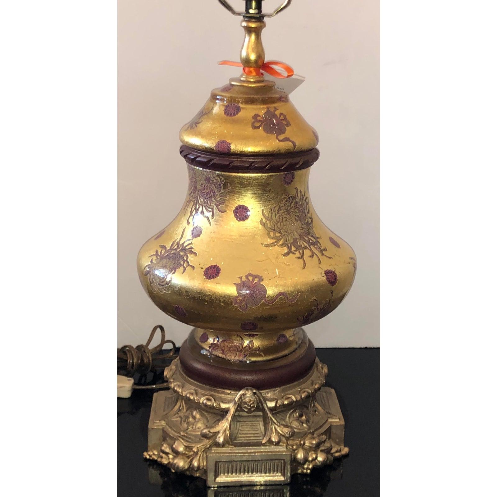 Vintage Eglomese French Art Glass & Gilt Bronze table lamp. Includes harp and finial.

Additional information:
Materials: Art glass, bronze
Color: Bronze
Period: Early 20th century
Styles: French
Lamp Shade: Not Included
Item Type: Vintage,
