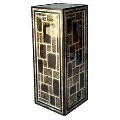 Vintage Eglomise Geometric Glass Pedestal