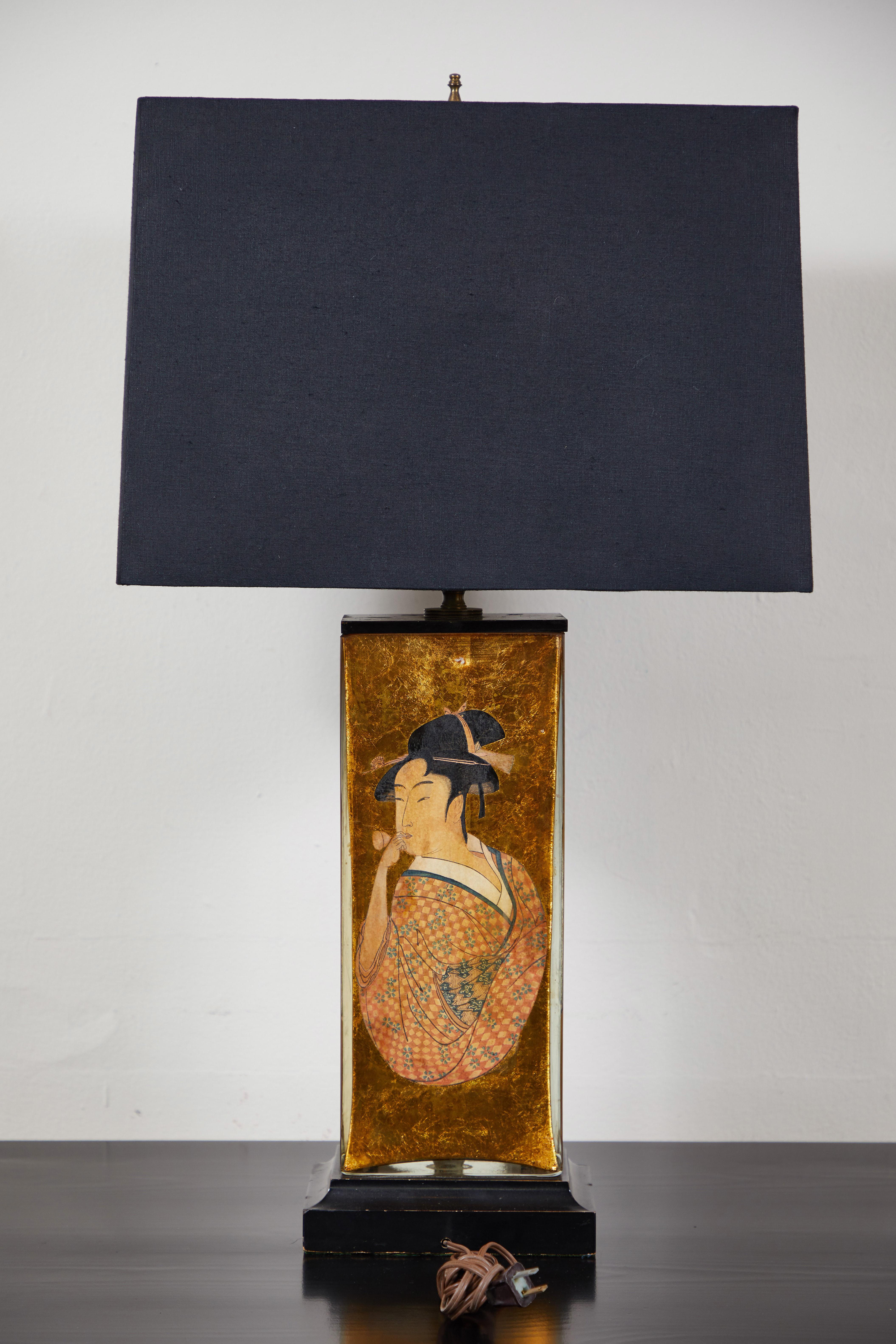 Mid-20th Century Vintage Églomisé Lamp For Sale