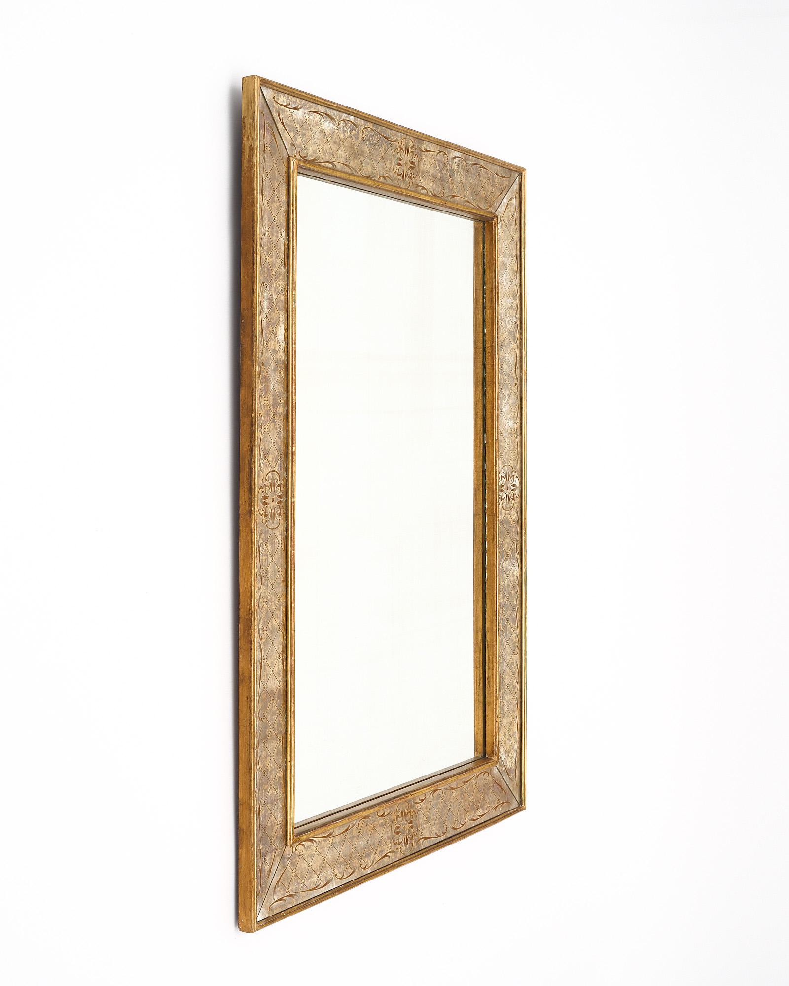 Art Deco Vintage Eglomised French Mirror For Sale