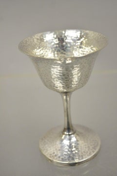 Vintage EGW & S Hammered Silver Plate Wine Goblets Cups, Set of 6