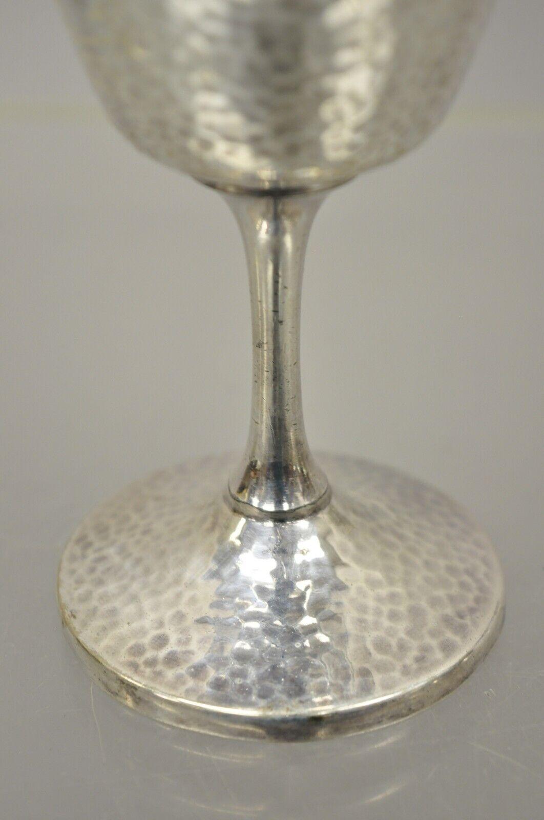 Modern Vintage EGW & S Hammered Silver Plate Wine Goblets Cups, Set of 6 For Sale