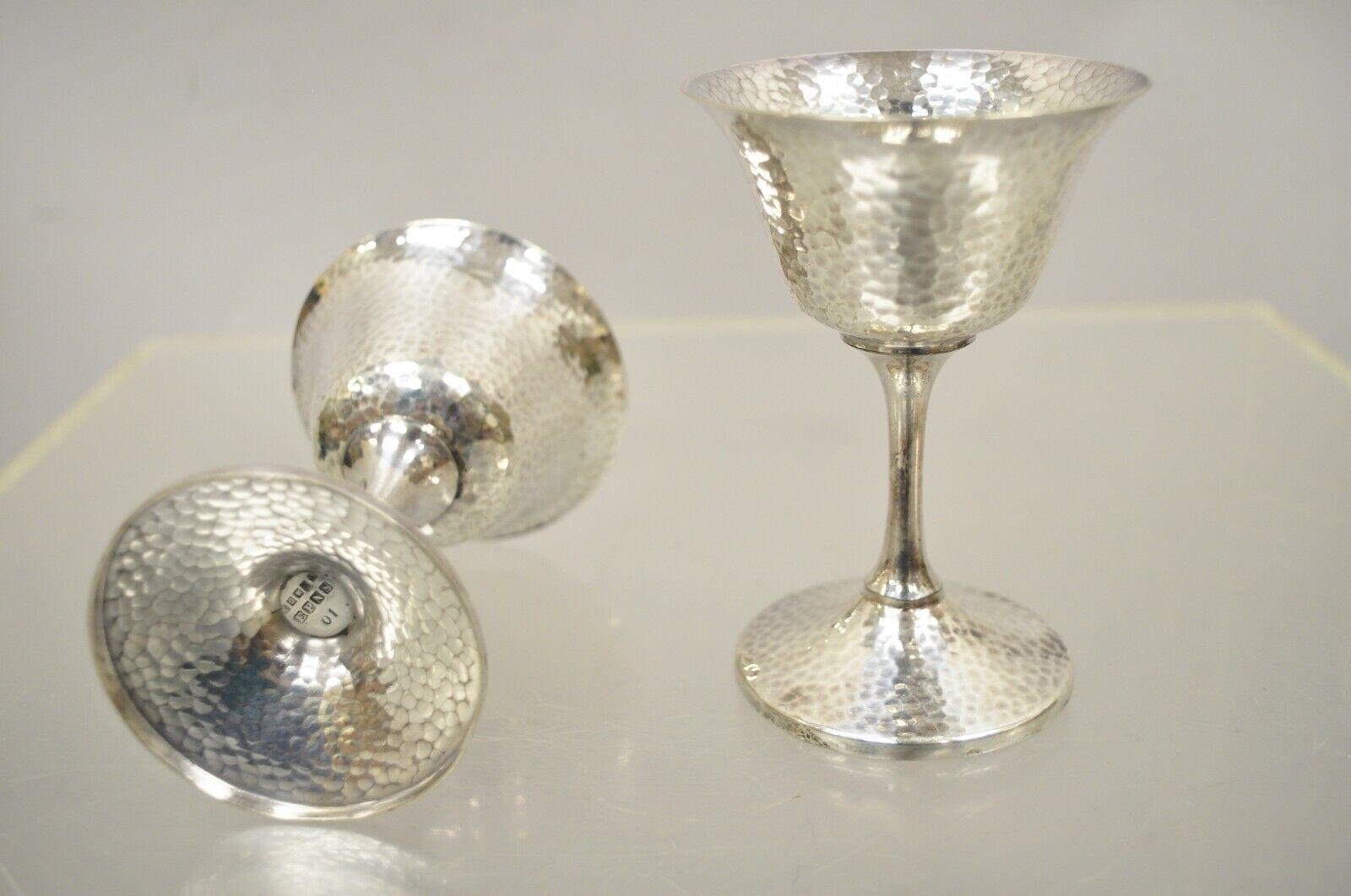Vintage EGW & S Hammered Silver Plate Wine Goblets Cups, Set of 6 In Good Condition For Sale In Philadelphia, PA