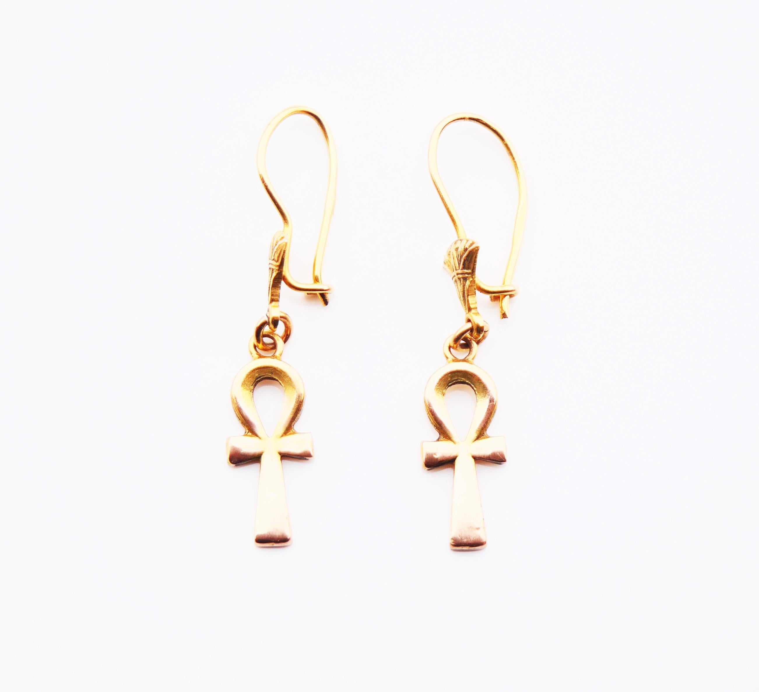 De las mujeres Pendientes vintage egipcios ANKH Llave de la Vida oro macizo de 18 quilates / 3,5 gr en venta