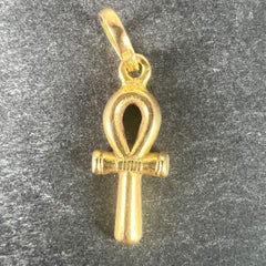 Vintage Egyptian Ankh Symbol of Life 18K Yellow Gold Charm Pendant
