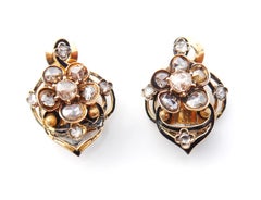 Pendientes Clips Egipcios Vintage 5 ctw Diamantes macizos Oro 18K Esmalte /11gr