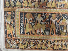 Vintage Egyptian Figural metal serving tray with brass and copper inlay pharaohs