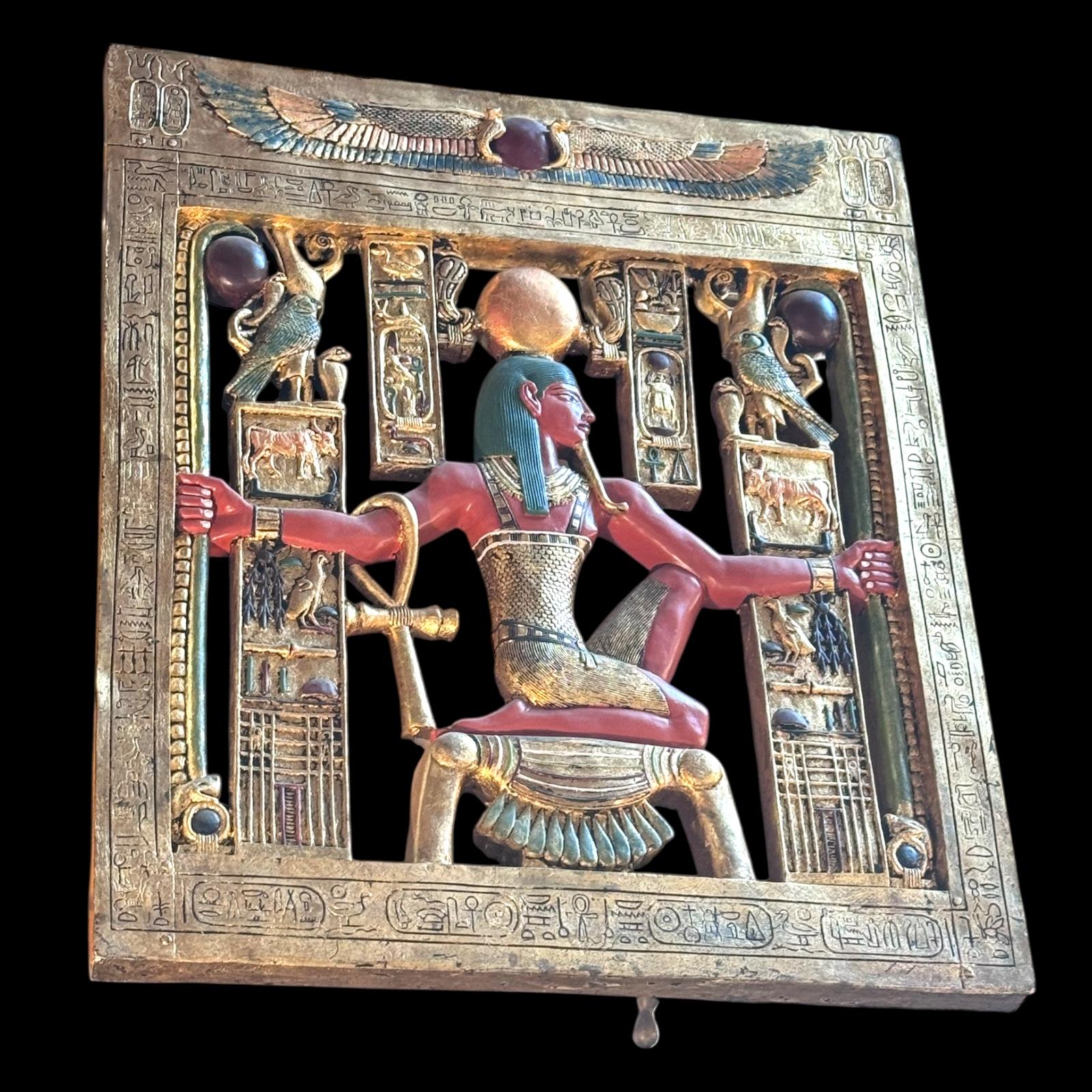 Vintage ägyptische Hieroglyphen Wandtafel - Paar (Ägyptisch) im Angebot