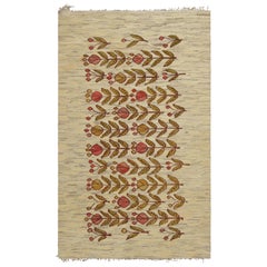 Vintage Egyptian Kilim with Pink and Green Florals - Rug & Kilim