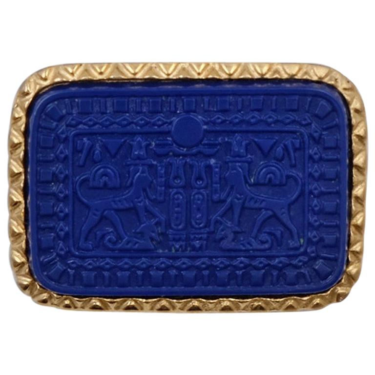 Vintage Egyptian Marvella Blue Brooch 1970's