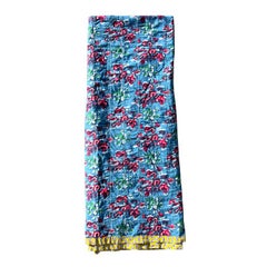 Vintage Egyptian Matelasse Quilted Coverlet or Throw in Blue and Yellow