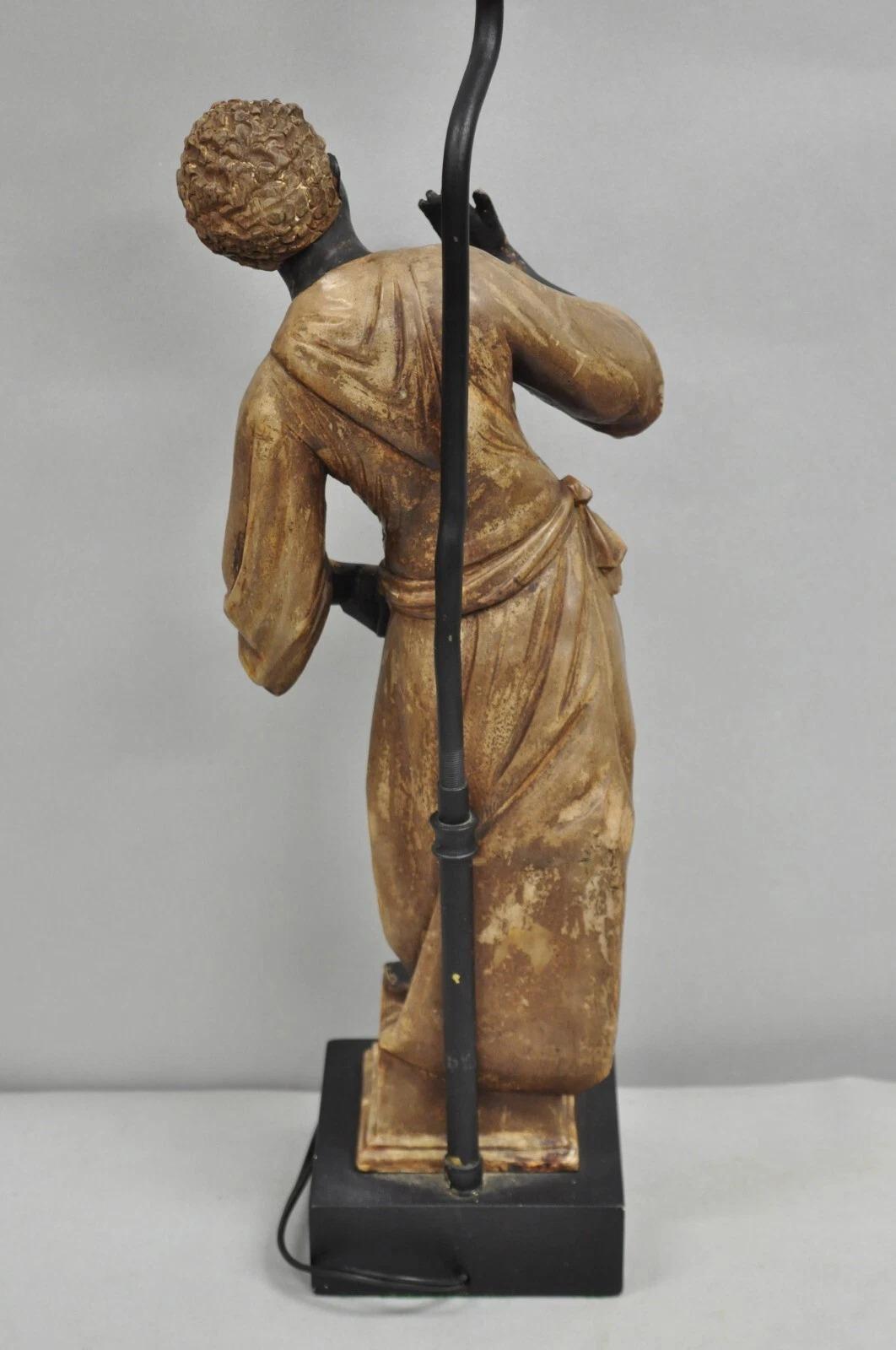 Vintage Egyptian Moorish Style Resin Blackamoor Sculpture Figure Table Lamp For Sale 4