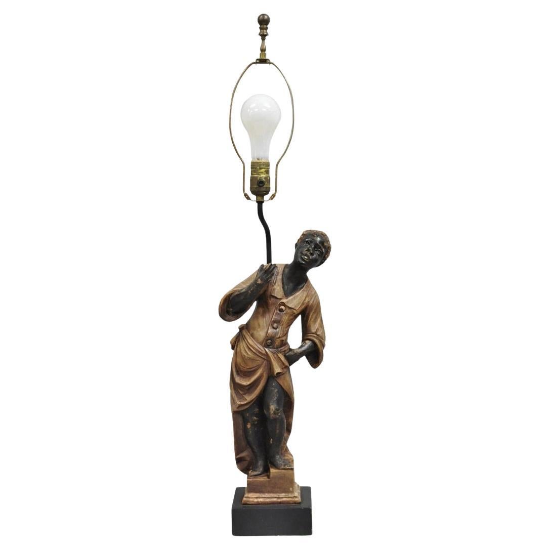 Vintage Egyptian Moorish Style Resin Blackamoor Sculpture Figure Table Lamp For Sale