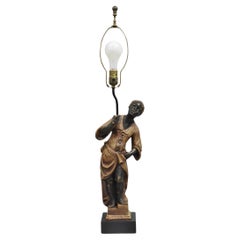 Vintage Egyptian Moorish Style Resin Blackamoor Sculpture Figure Table Lamp