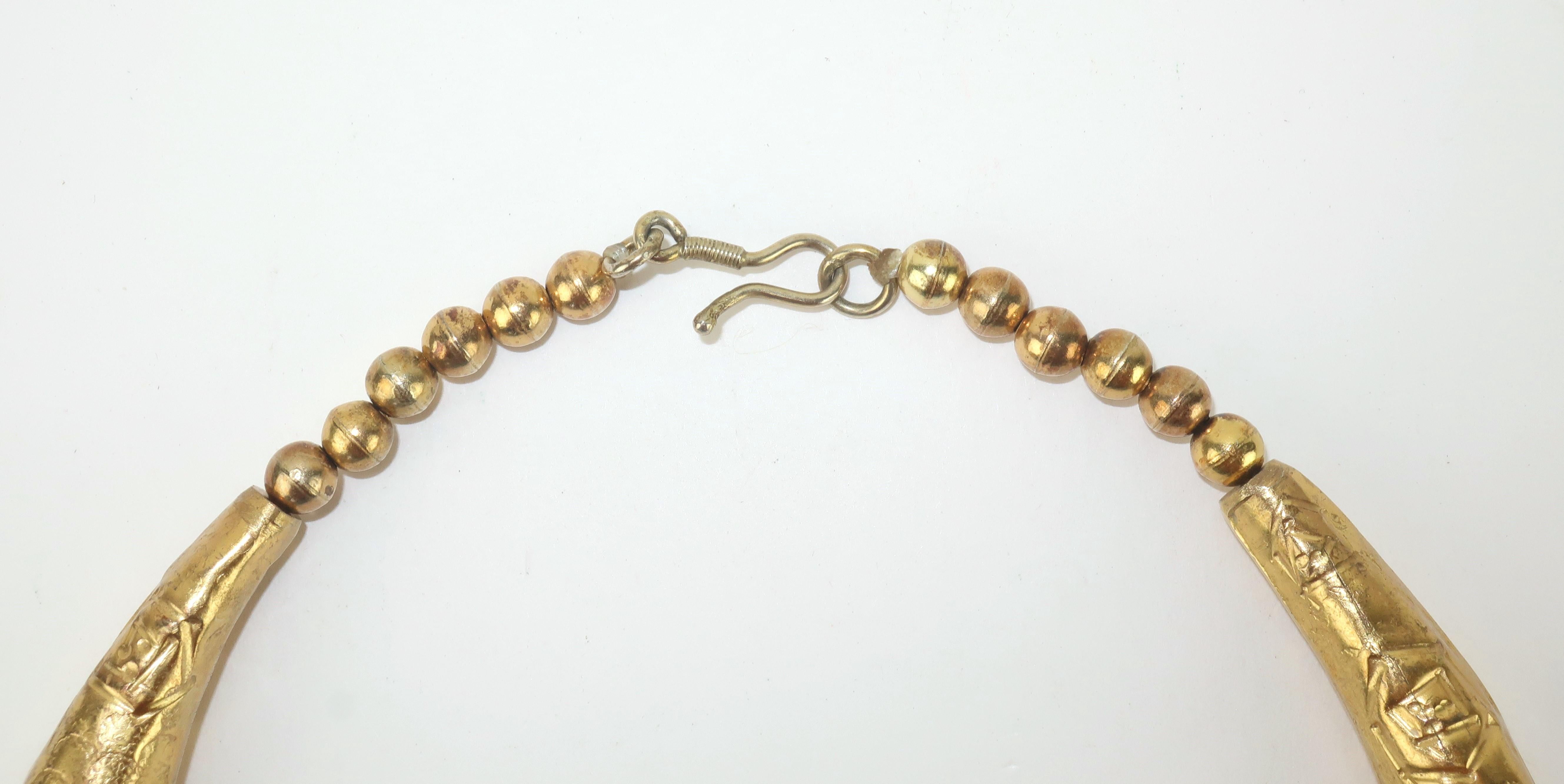 Vintage ägyptischen Multi Strang Blau & Gold Bead Collar Halskette  im Angebot 1