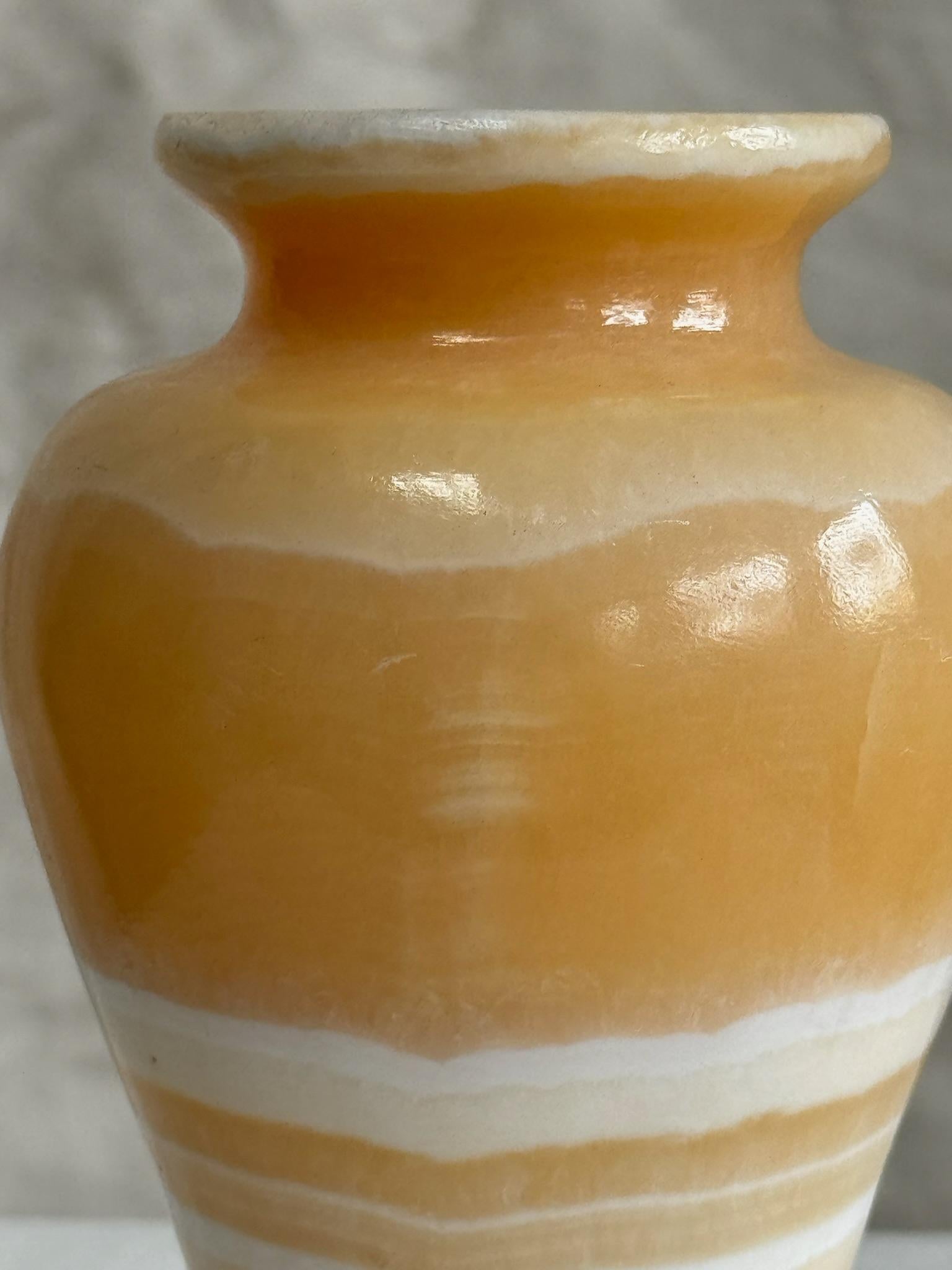 Vintage Egyptian Onyx Marble Alabaster Stone Vase In Good Condition For Sale In West Hollywood, CA