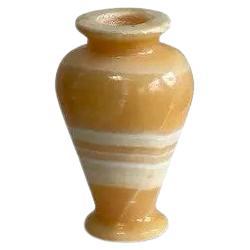 Vintage Egyptian Onyx Marble Alabaster Stone Vase For Sale