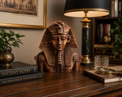 Vintage Egyptian Pharaoh Bust Sculpture, Tutankhamun Resin Decorative Figure