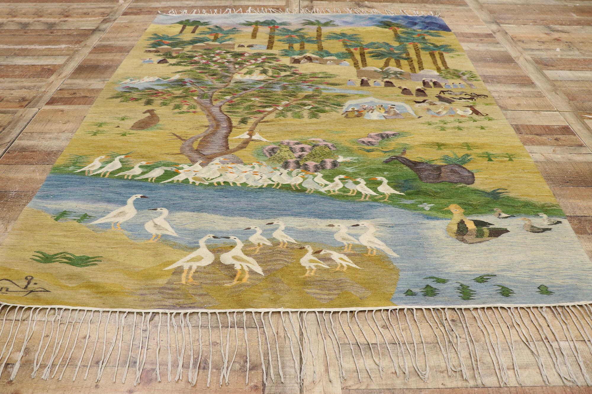 Vintage Egyptian Wool Tapestry, Ramses Wissa Wassef Wall Hanging 2