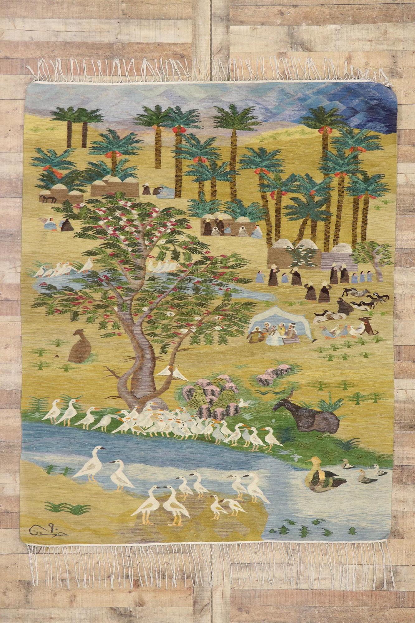 Vintage Egyptian Wool Tapestry, Ramses Wissa Wassef Wall Hanging 3