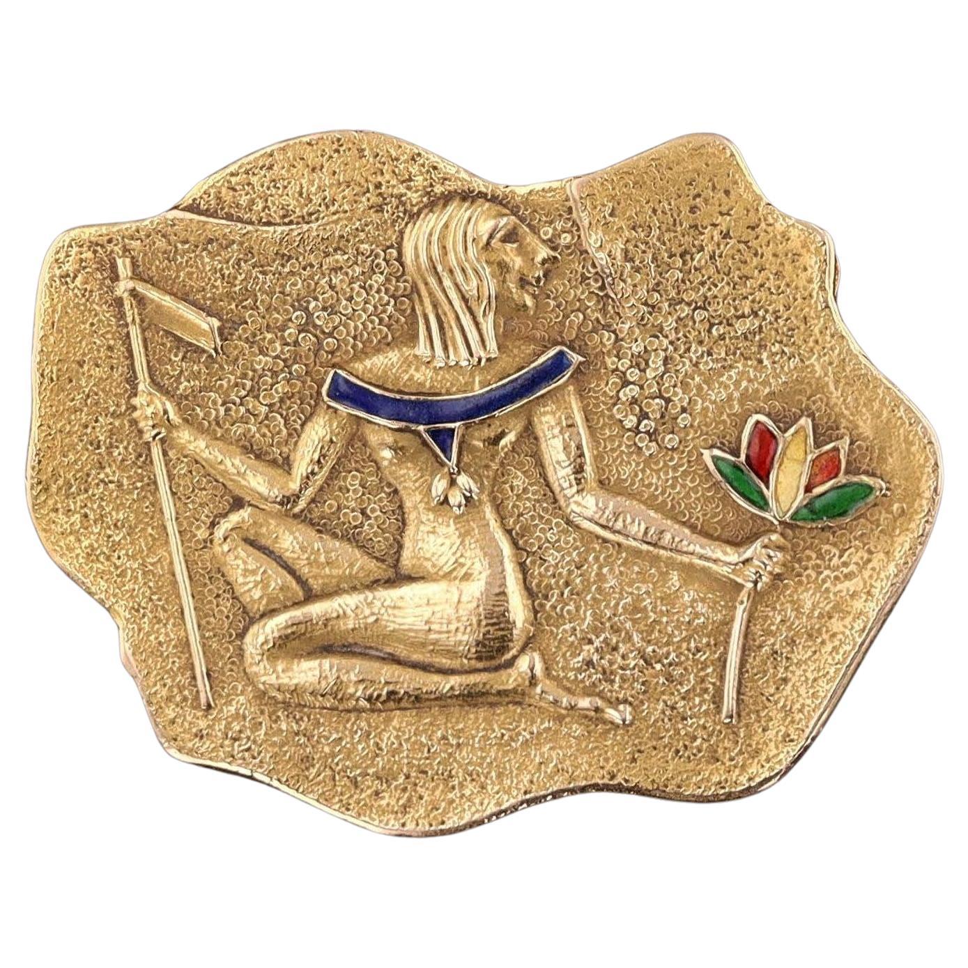 Vintage Egyptian Revival Brooch of 18k Gold by UnoAErre