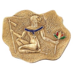 Vintage Egyptian Revival Brooch of 18k Gold by UnoAErre