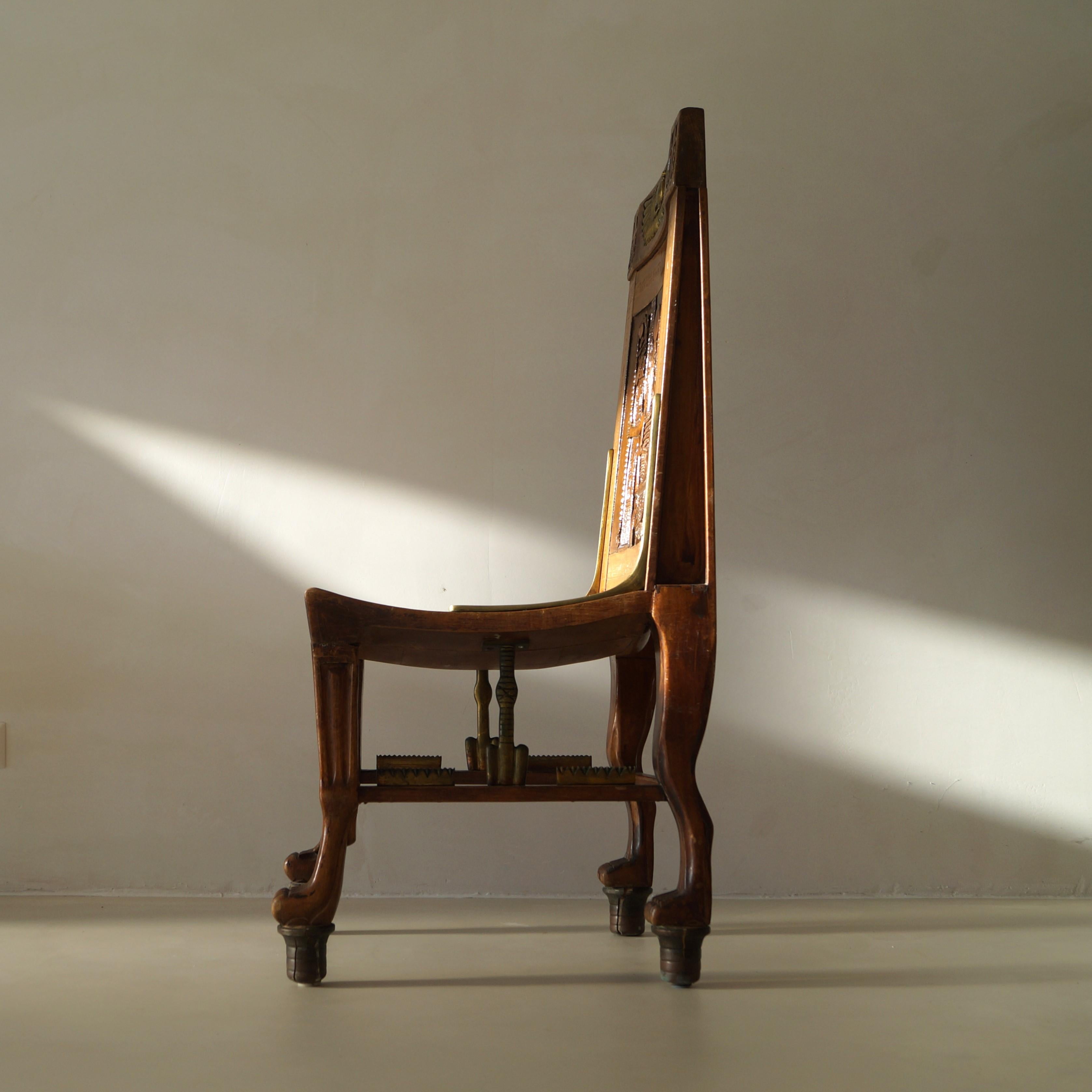 Vintage Egyptian Revival chair inspired on Tutankhamun's tomb chair, c. 1955 For Sale 3