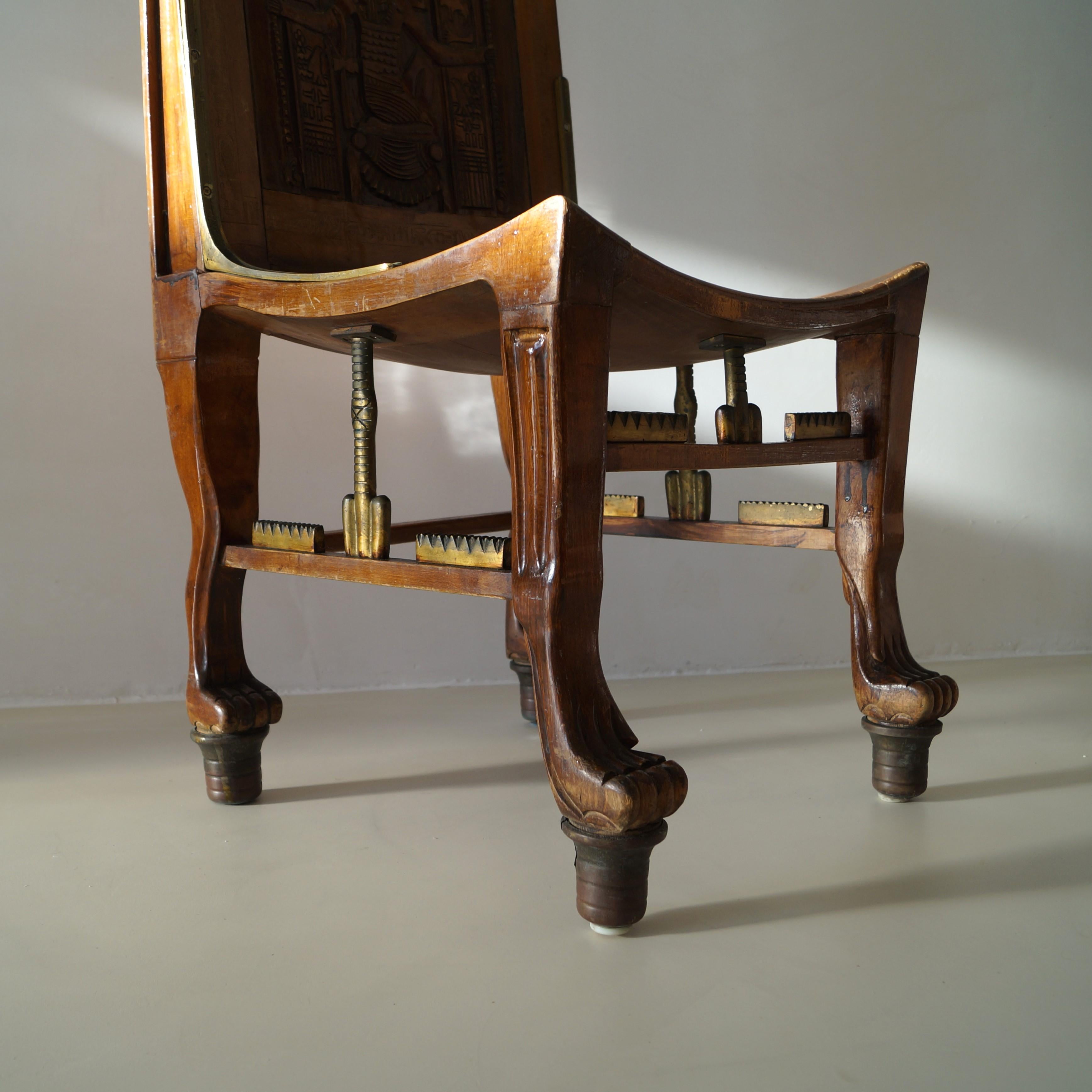 Vintage Egyptian Revival chair inspired on Tutankhamun's tomb chair, c. 1955 For Sale 4