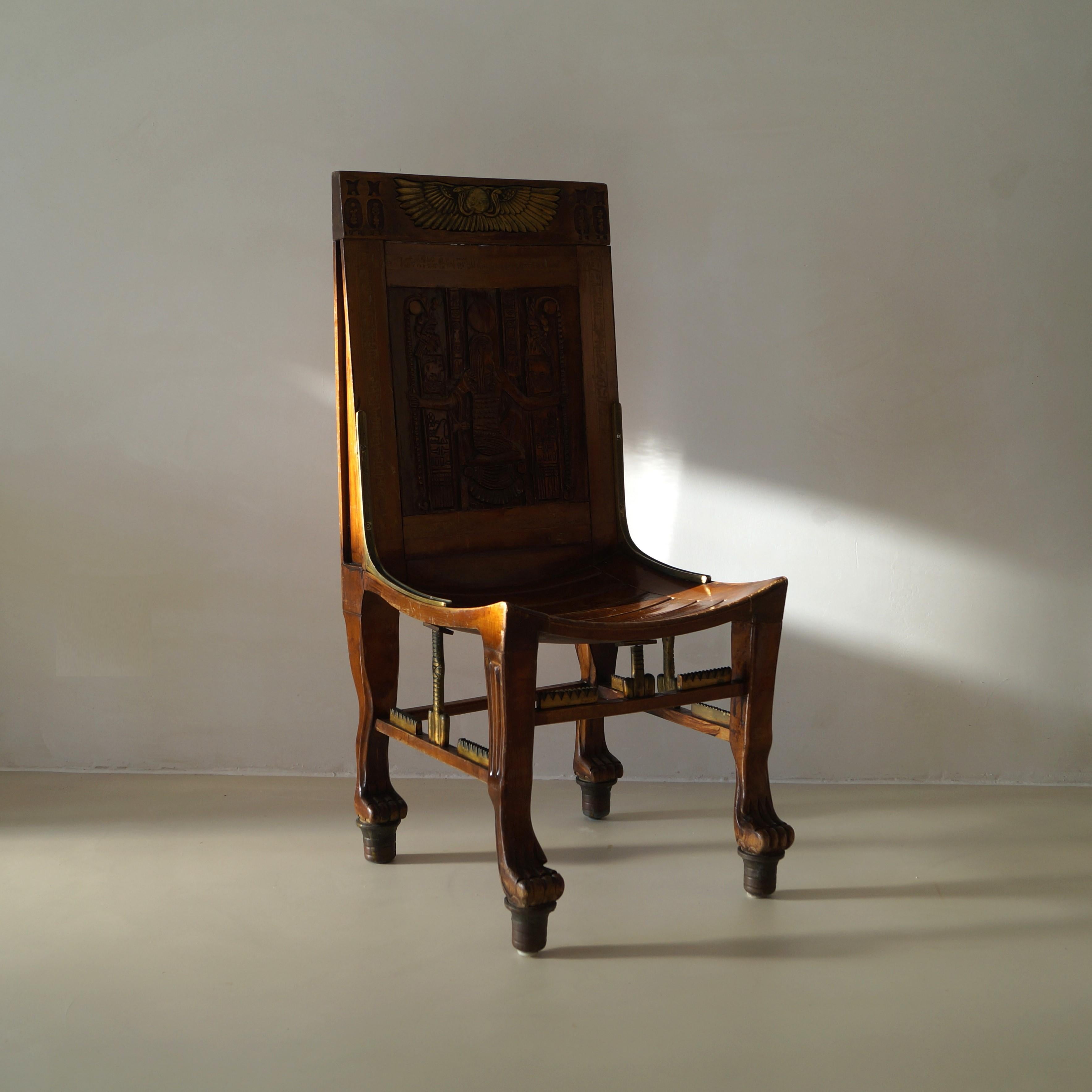 Vintage Egyptian Revival chair inspired on Tutankhamun's tomb chair, c. 1955 For Sale 5
