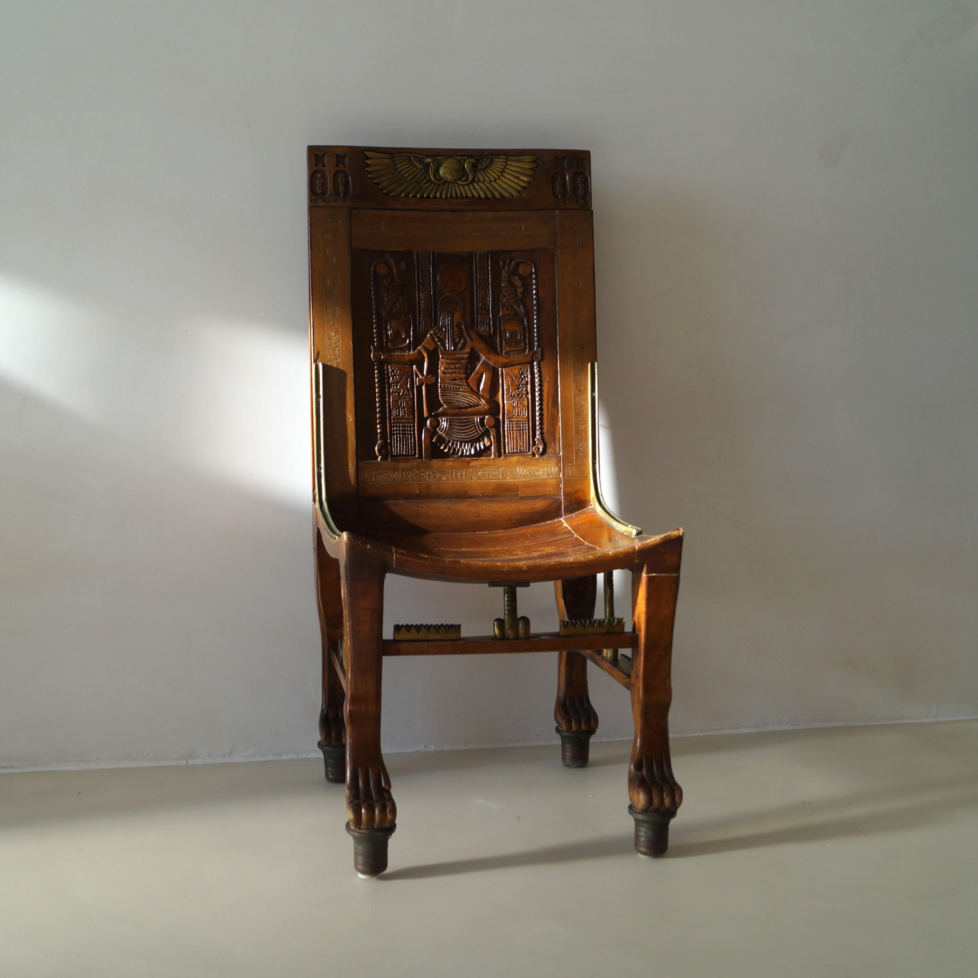 Vintage Egyptian Revival chair inspired on Tutankhamun's tomb chair, c. 1955 For Sale 6