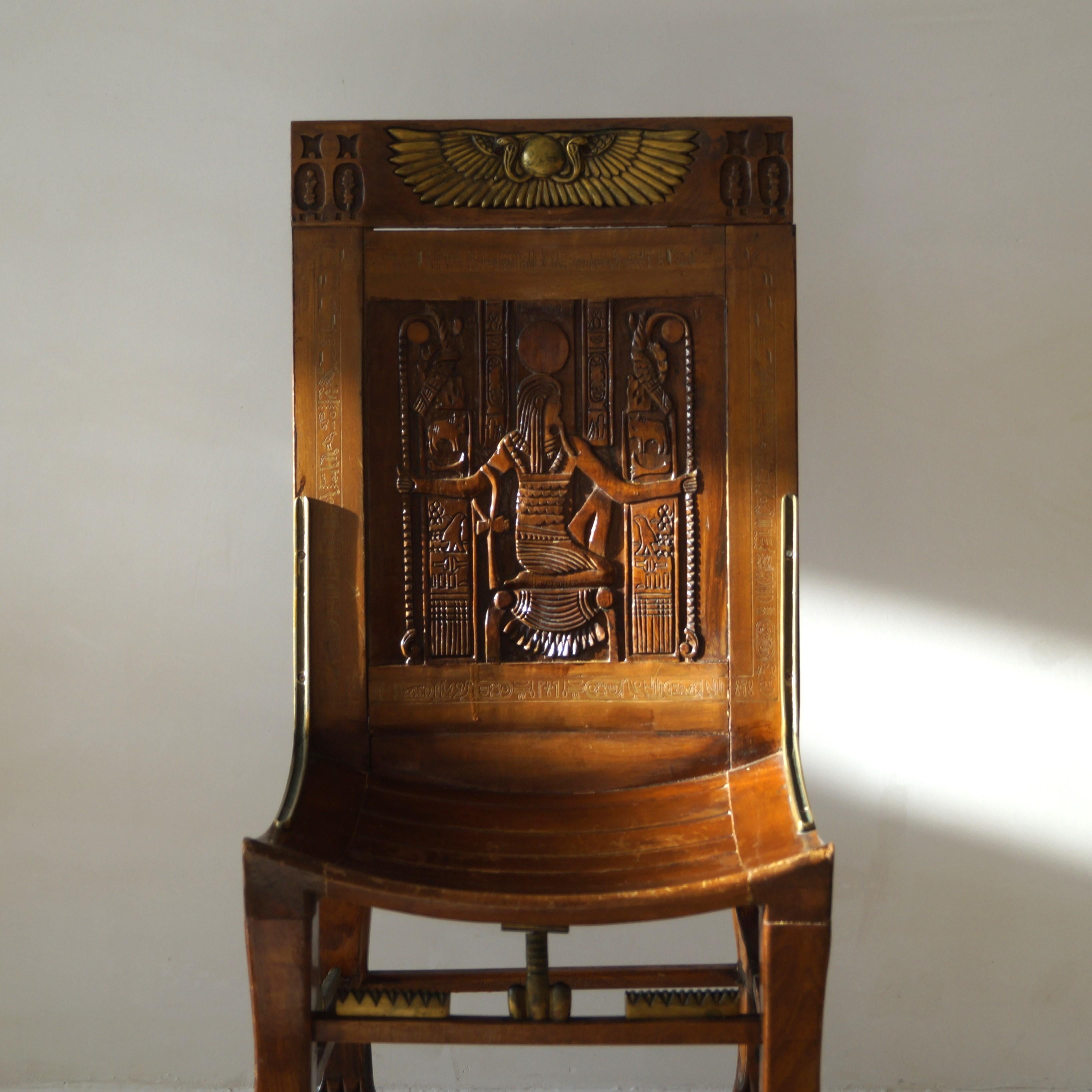 Vintage Egyptian Revival chair inspired on Tutankhamun's tomb chair, c. 1955 For Sale 7
