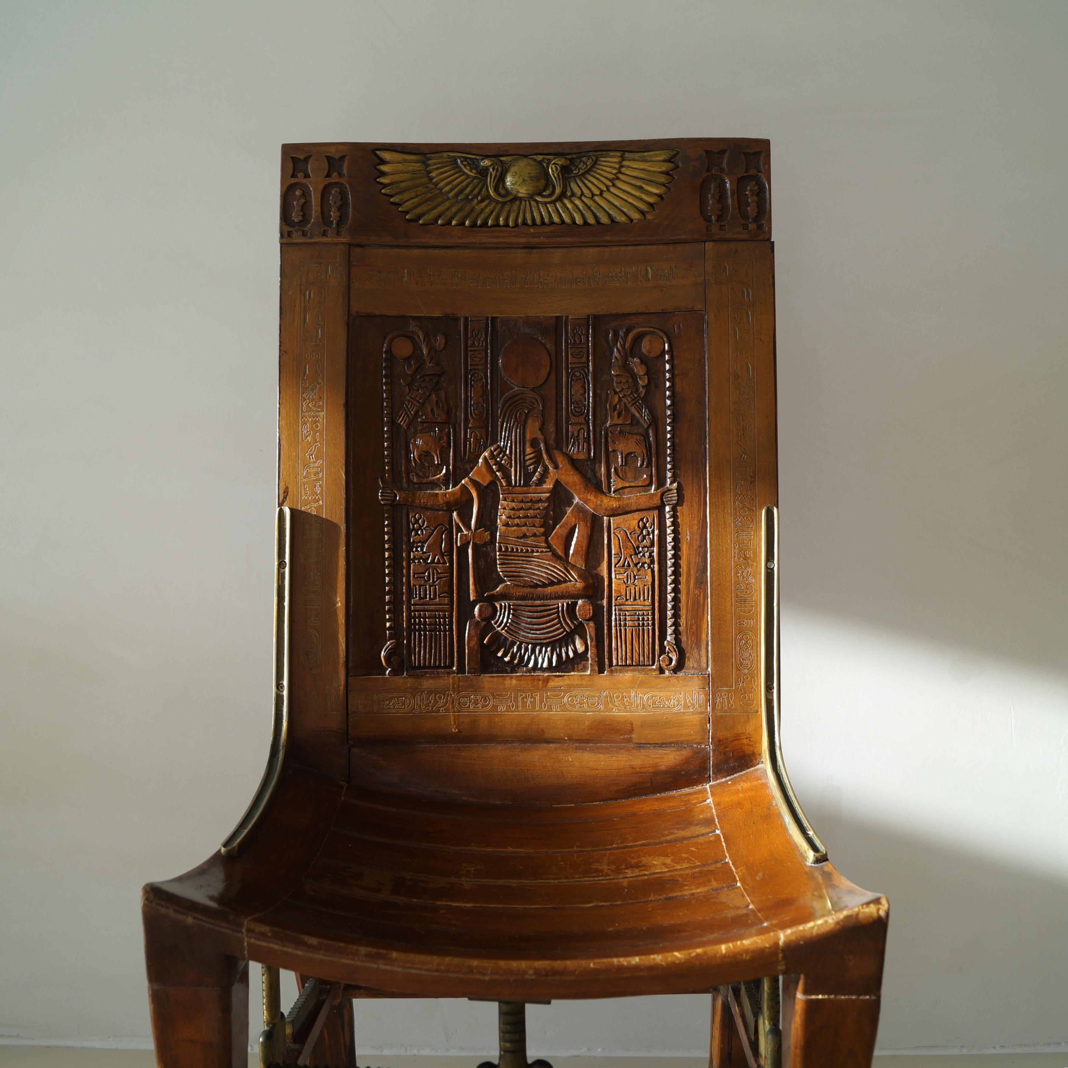 Vintage Egyptian Revival chair inspired on Tutankhamun's tomb chair, c. 1955 For Sale 8