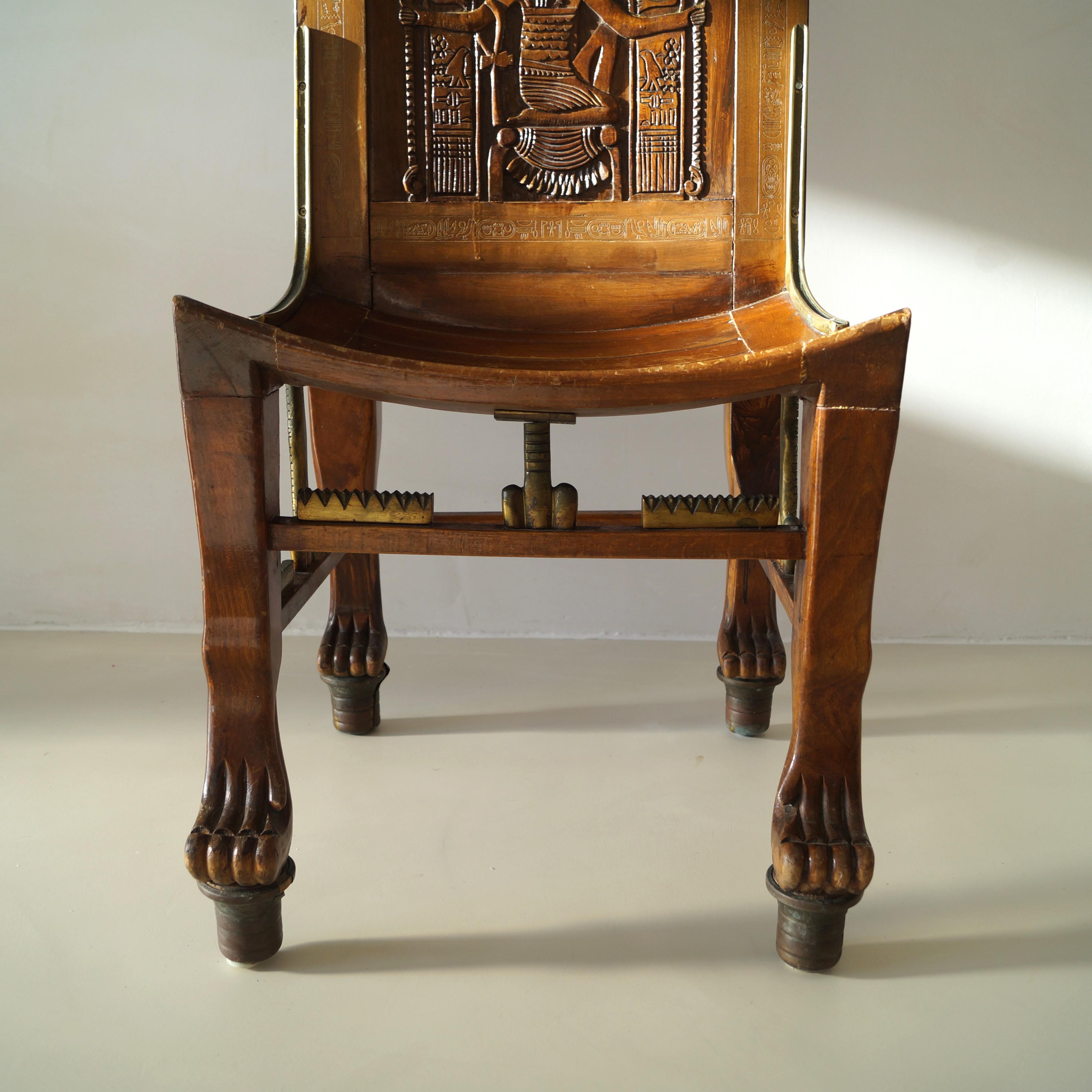 Vintage Egyptian Revival chair inspired on Tutankhamun's tomb chair, c. 1955 For Sale 9