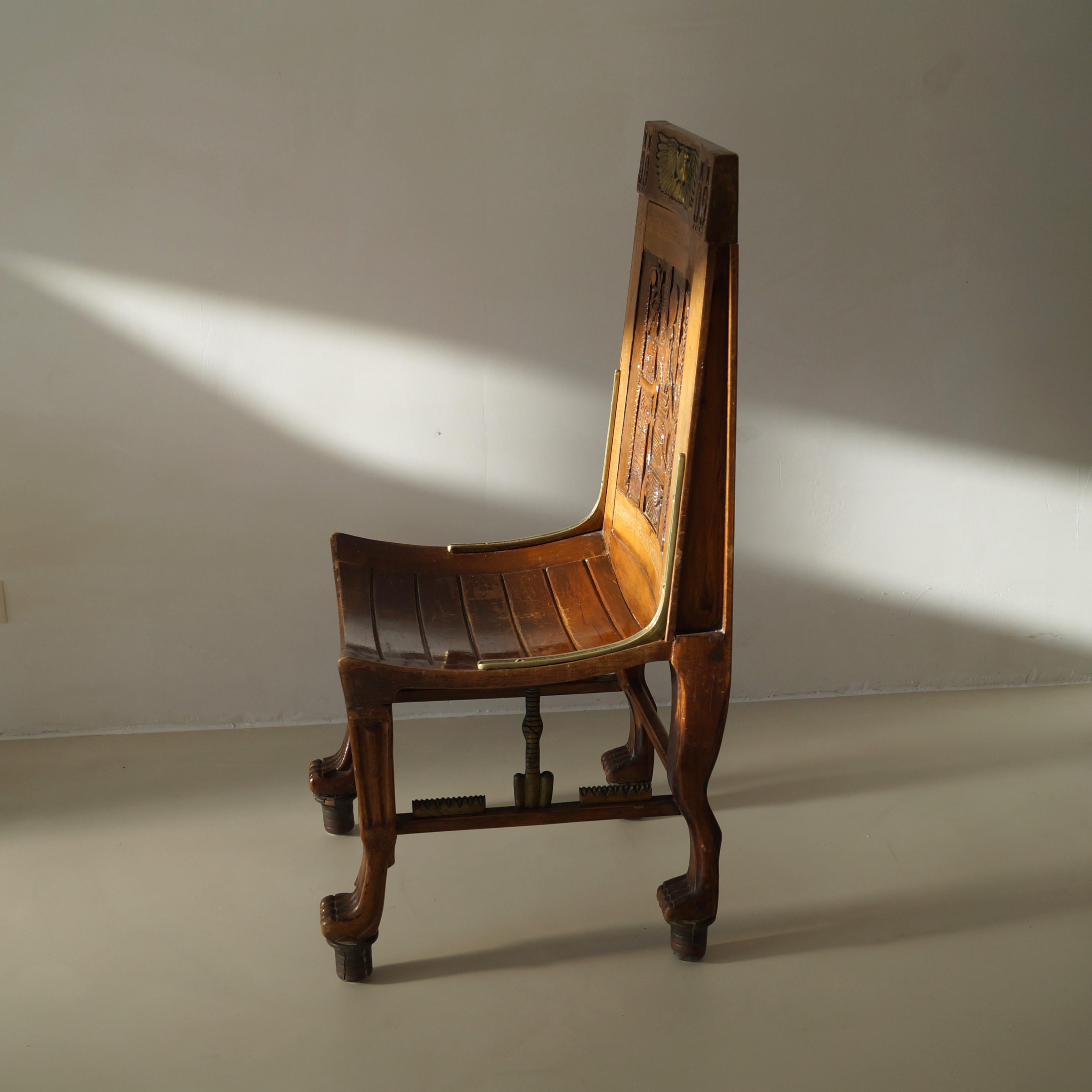 Vintage Egyptian Revival chair inspired on Tutankhamun's tomb chair, c. 1955 For Sale 2