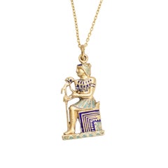 Vintage Egyptian Revival Enamel Pendant