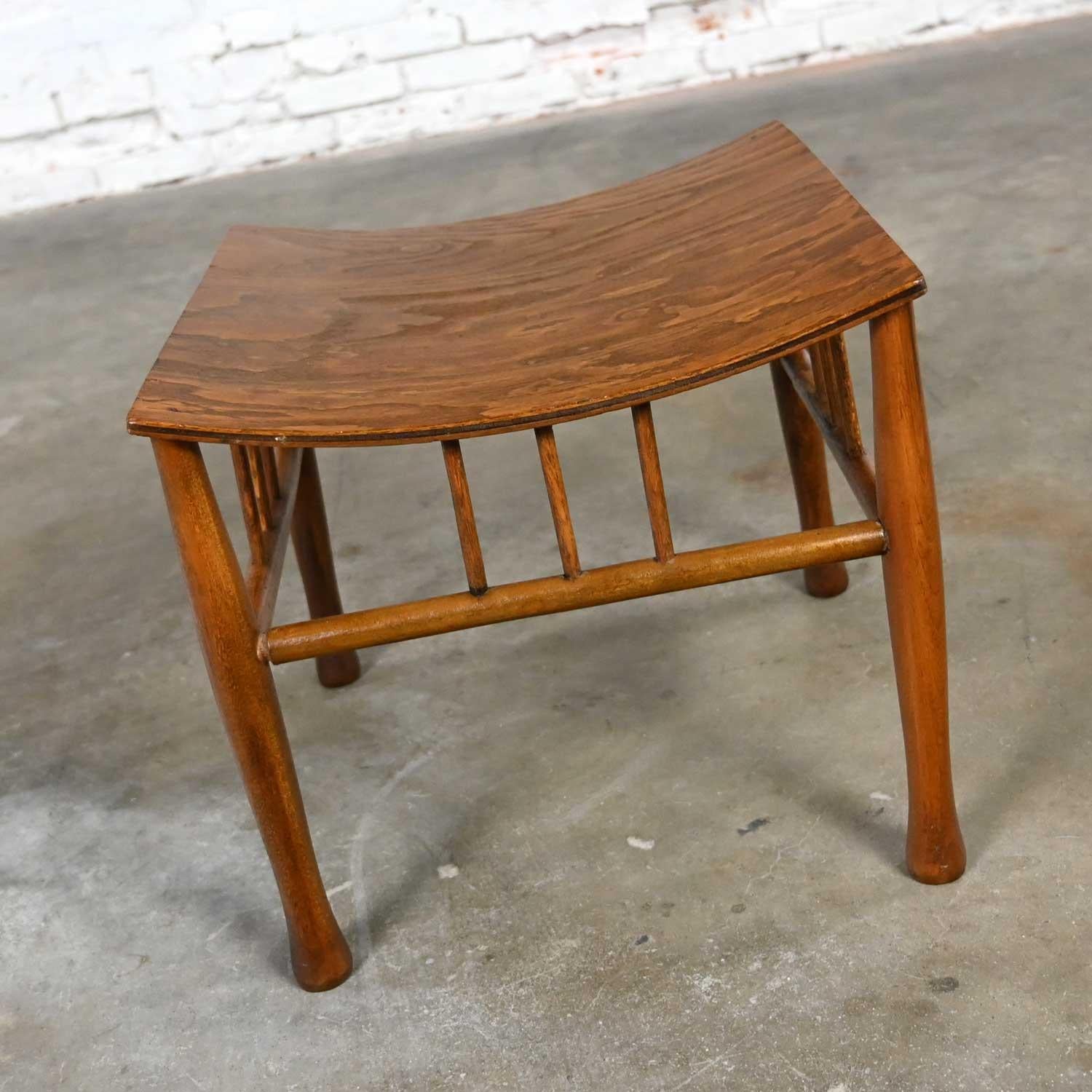 Vintage Egyptian Revival Handmade Wood Thebes Stool 7