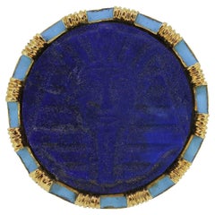 Bague vintage de style néo-égyptien en lapis-lazuli Tutankhamun
