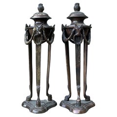 Vintage Egyptian Revival Pedestal Urns - A Pair
